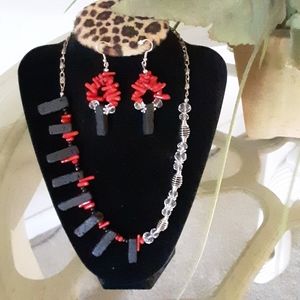 18' smoke necklace with earrings to match